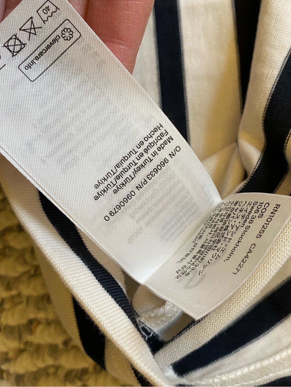 COS Navy and White Striped Crew Top - Picture 8 of 11